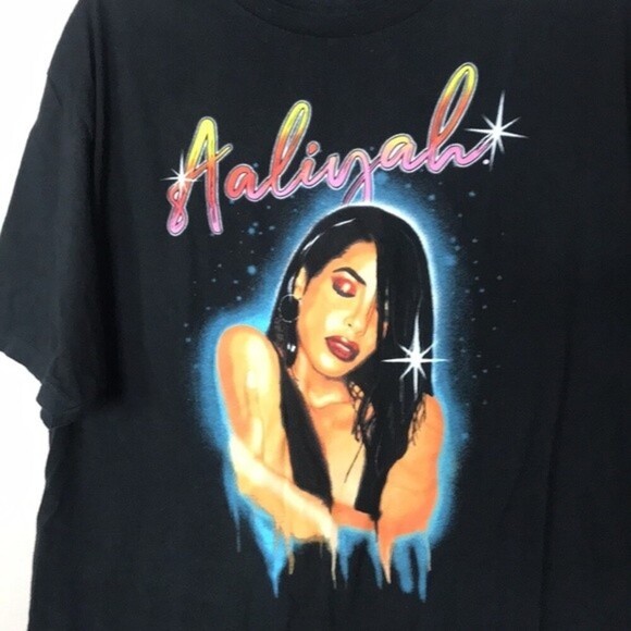 Aaliyah black graphic T-shirt size XL - Picture 4 of 9